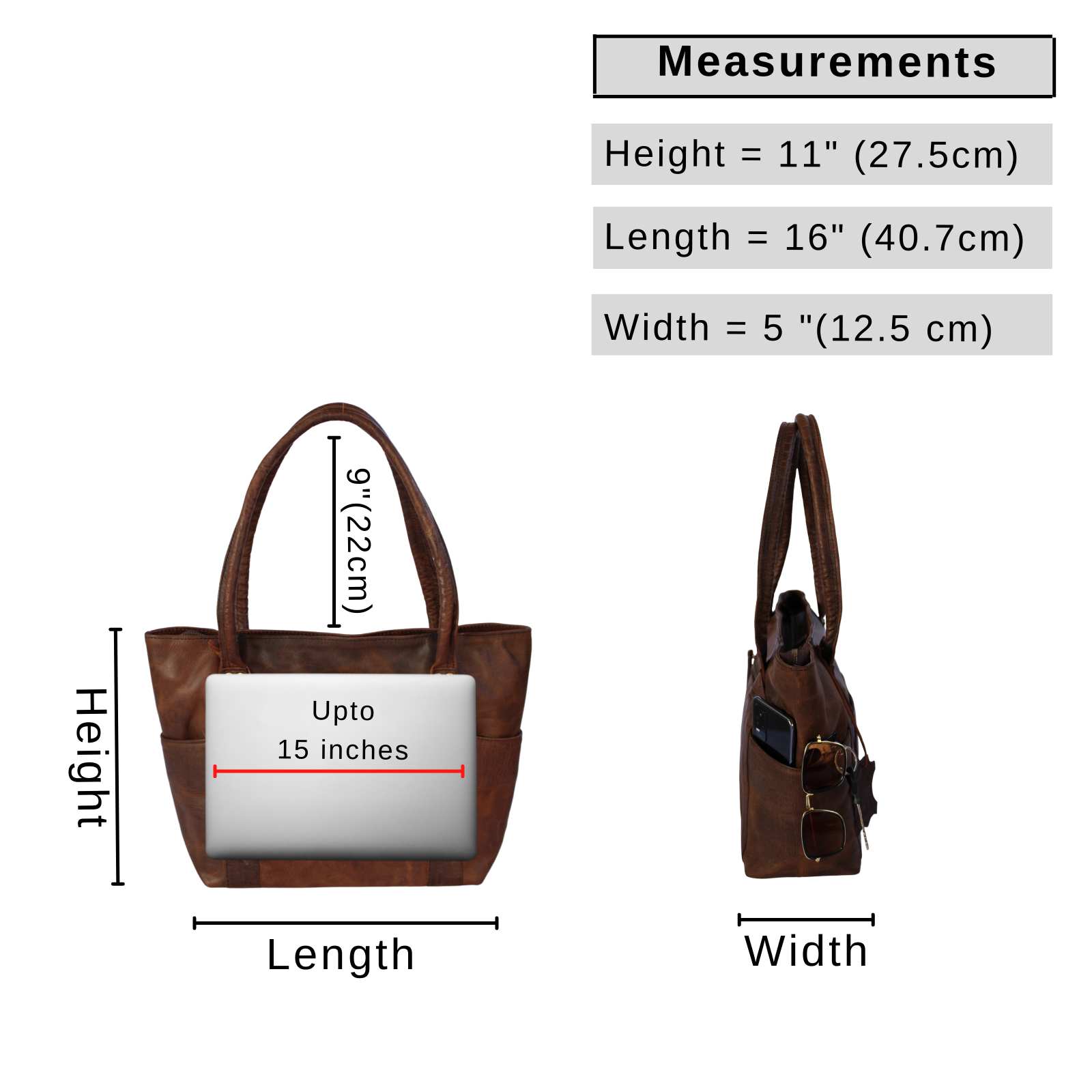  Women Tote Buffalo Leather Brown Shoulder Bag Large Office Handbag Shopper Purse